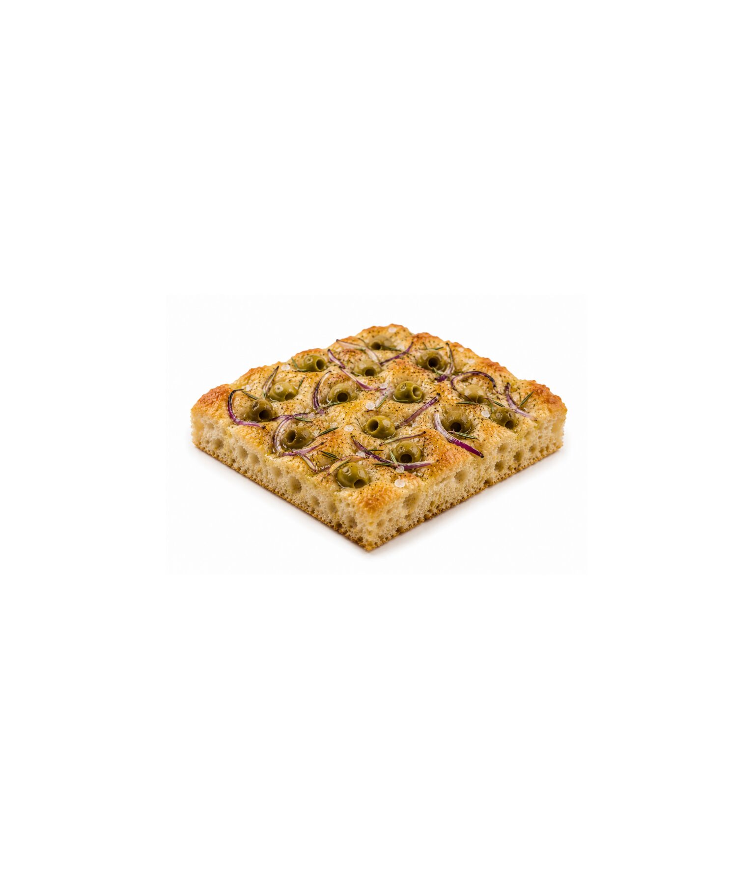 Focaccia de Aceitunas verdes y cebollas